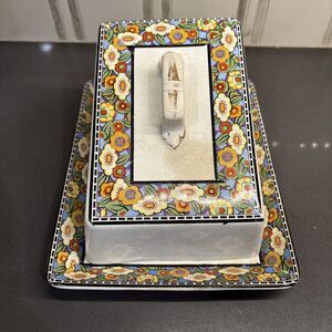 VTG Royal Winton/Grimwade H-S Johnson Ivory Butter Tray - Lid England Flowers **